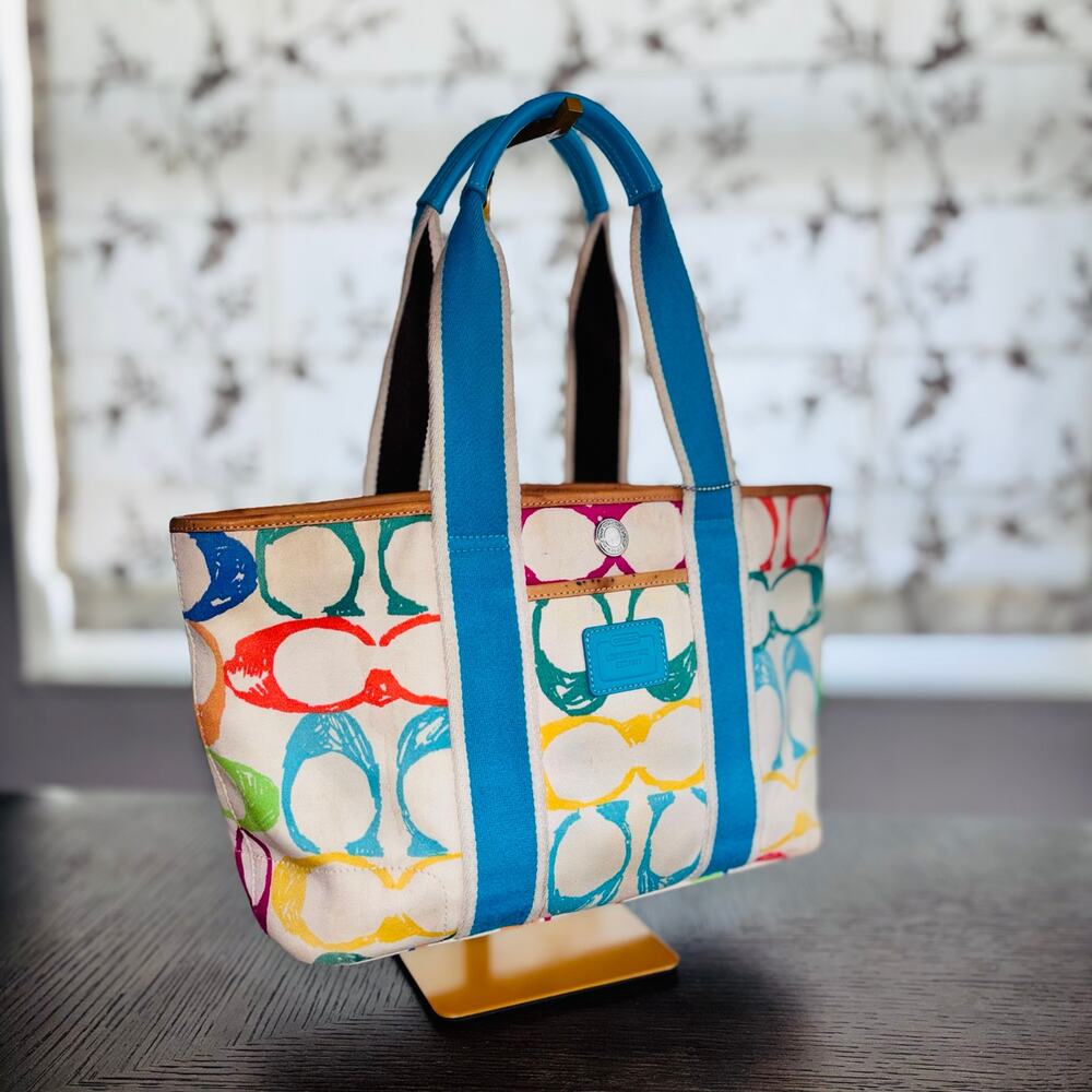 2005 Coach Hamptons Scribble Multicolor Tote Bag 5660 Y2K